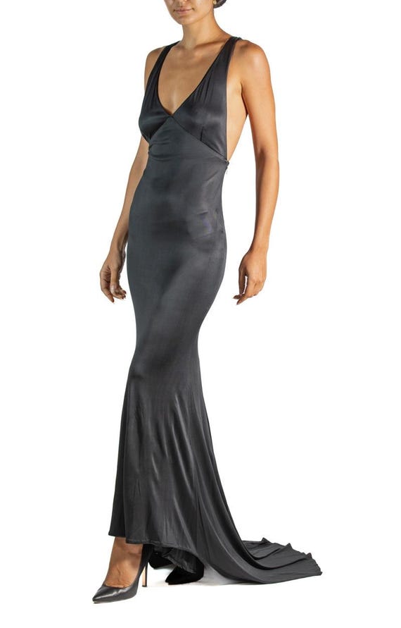 1990S Gucci Blue-Black Rayon Jersey Dress - image 2