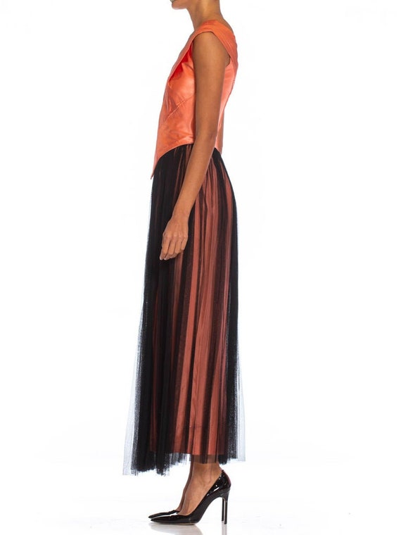 1940S Salmon Pink Acetate Satin  Rayon Net Gown - image 2