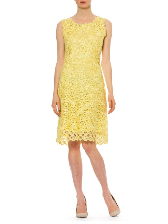 1990-1994 Bright Yellow Embroidered Dress Size: X