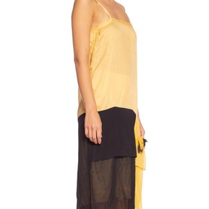 1920'S Yellow & Black Silk Chiffon Slip Dress Meant To Be Worn Under An Evening Top image 3