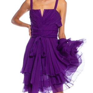 2000S DOLCE and GABBANA Purple Silk Pleated & Draped Cocktail Dress image 8