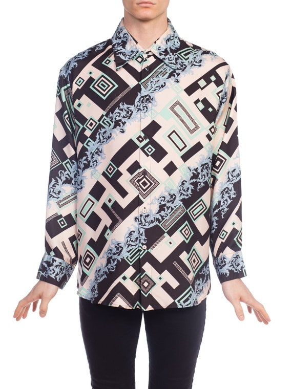 1990S GIANNI VERSACE Geometric Baroque Silk Ateli