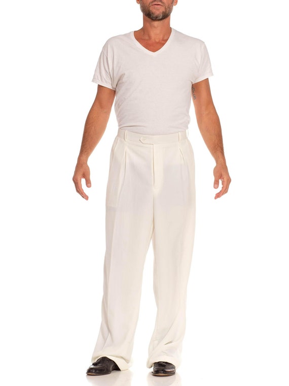 1970S White Polyester Crepe Pants - image 1