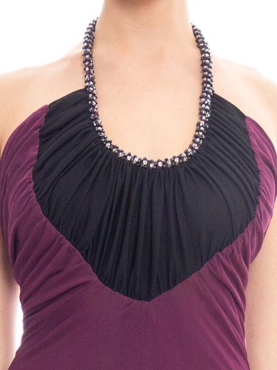 AZZAROドレス 1970S LORIS AZZARO Black & Purple Viscose Jersey Slinky