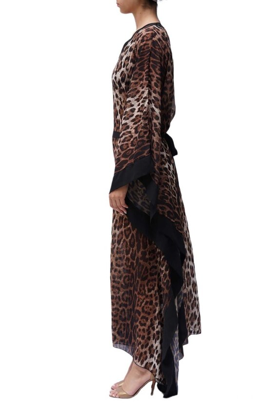 2000S Roberto Cavalli Leopard Print Black Chiffon… - image 2