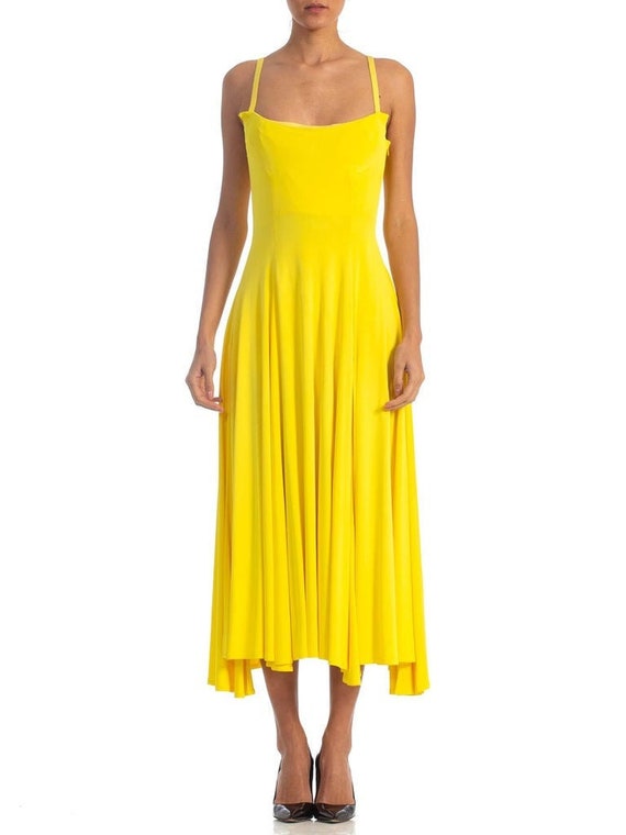VERSACE COLLECTION ワンピース イエロー 40 1990S GIANNI VERSACE Yellow Poly Blend Stretch Gown With High