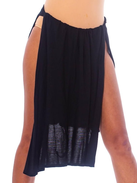 1990S JEAN PAUL GAULTIER Black Cotton Knit Sarong Skirt - Etsy