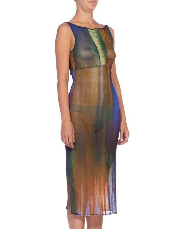 1990's Vivienne Tam Sheer Tie Dye Mesh Lace