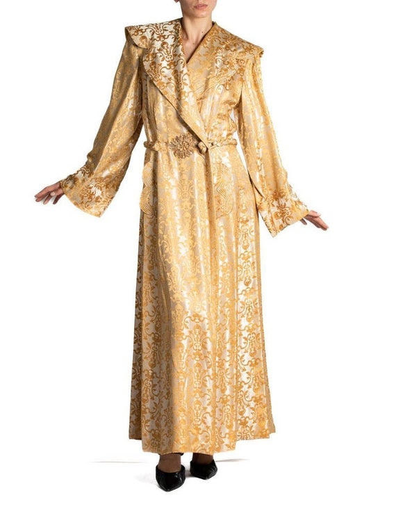 Cappotto da vestaglia di lusso damascato di seta giallo dorato degli anni  '40 - Etsy Italia