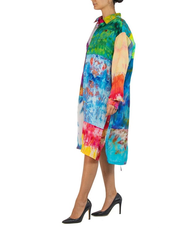 Morphew Collection Ice Dye Silk Oversized Button … - image 5