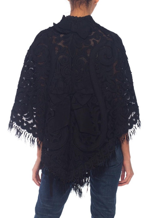 Victorian Black Silk & Cotton Net Appliquéd Dolma… - image 2