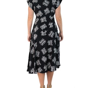 Morphew Collection Black & White Tic Tac Toe Novelty Print Cold Rayon Bias Dress Master Medium image 5