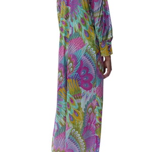 1970S Multicolor Peacock Print Jumpsuit image 6