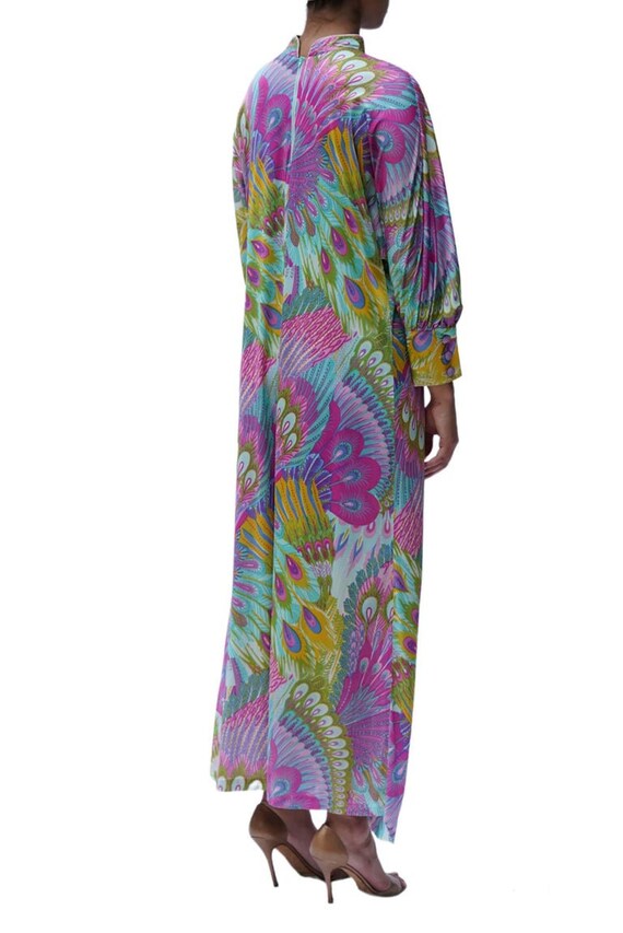 1970S Multicolor Peacock Print  Jumpsuit - image 6