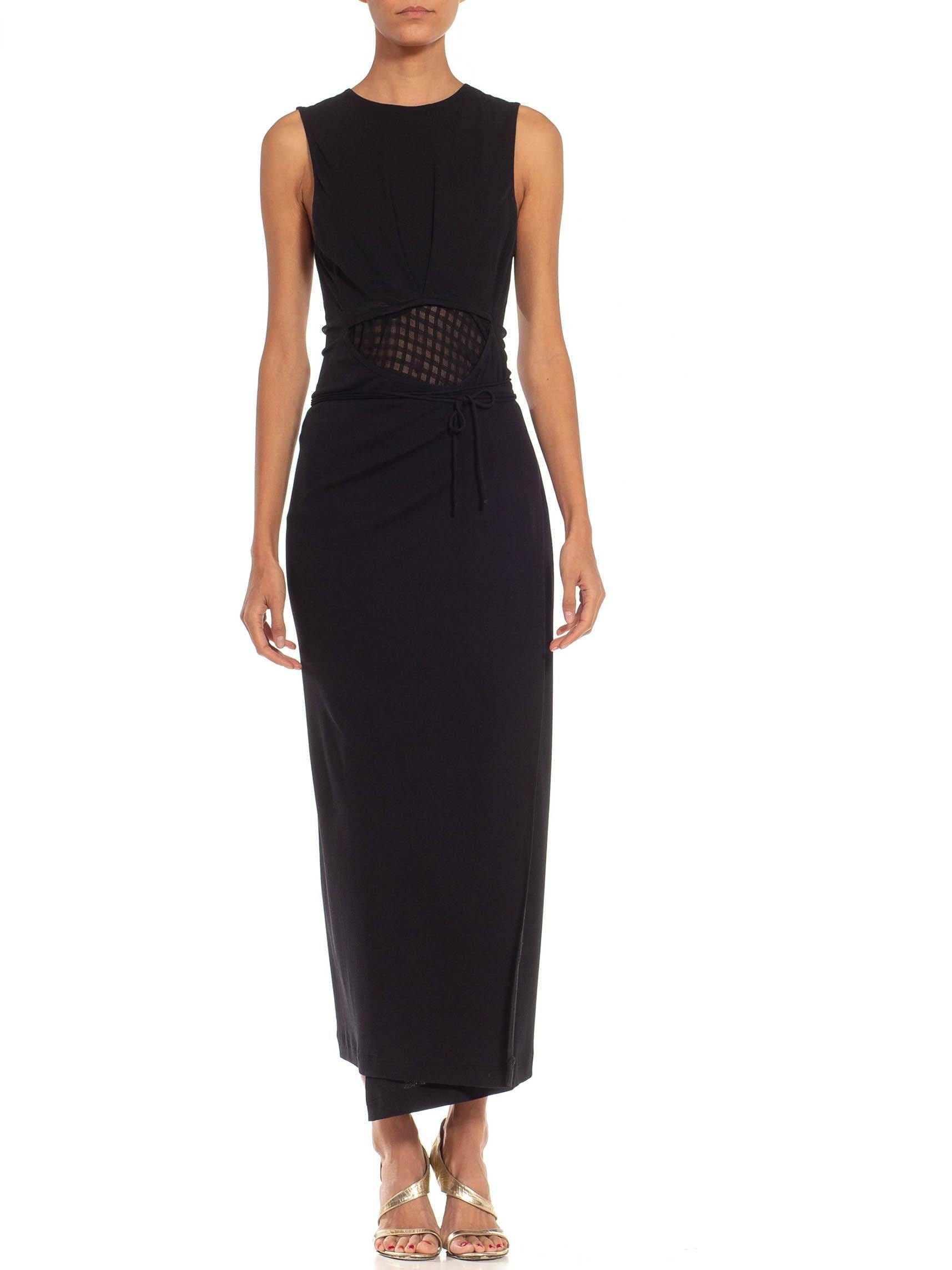 1990S Donna Karan Black Rayon& Elastane Gown