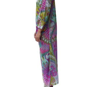 1970S Multicolor Peacock Print Jumpsuit afbeelding 4