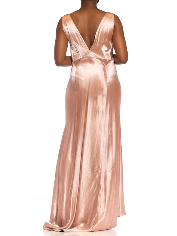 1930S Pink Bias Cut Silk Double Faced Satin Gown … - image 6