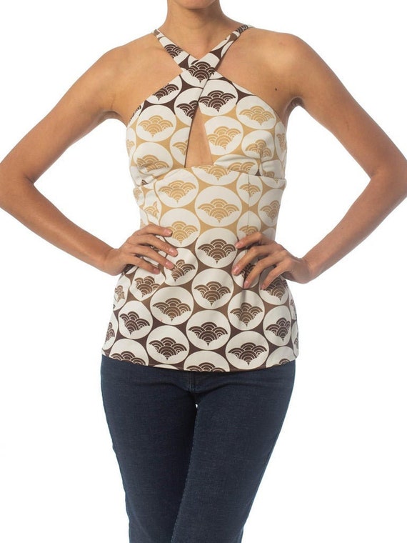 1970S Polyester Jersey Disco Halter Top With Japan