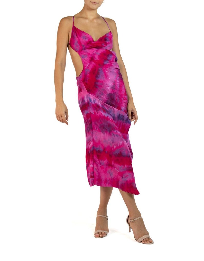 Morphew Collection Pink Purple Silk Ice Dyed Patchwork Dress image 4