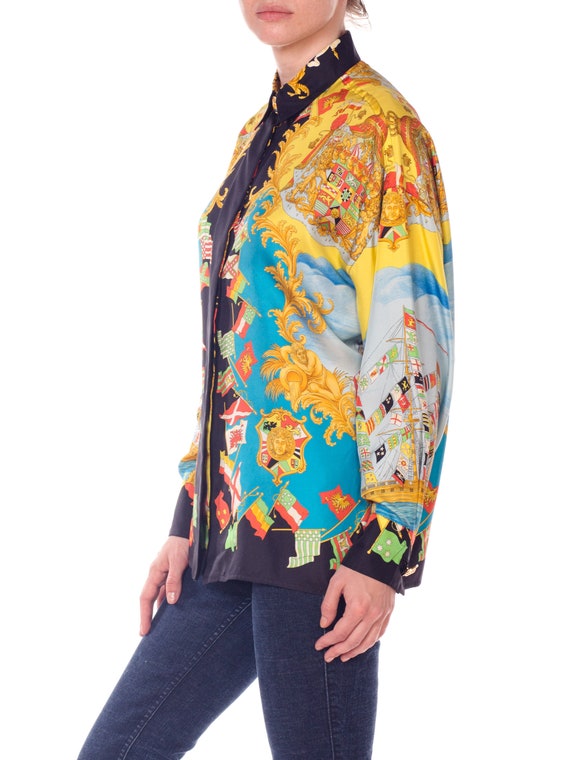 1990s-ad Campaign Gianni Gianni Campaign Versace Nautical Print Silk Shirt Size: XL 7394f6 1990s-ad Campaign Gianni Gianni Campaign Versace Nautical Print Silk Shirt Size: XL 7394f6