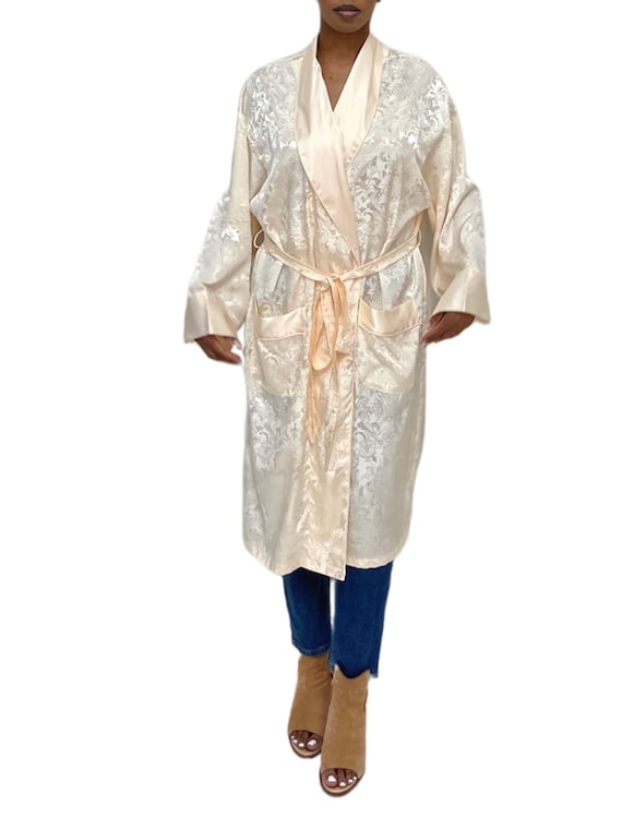 1980S Cream Silk Jacquard Robe