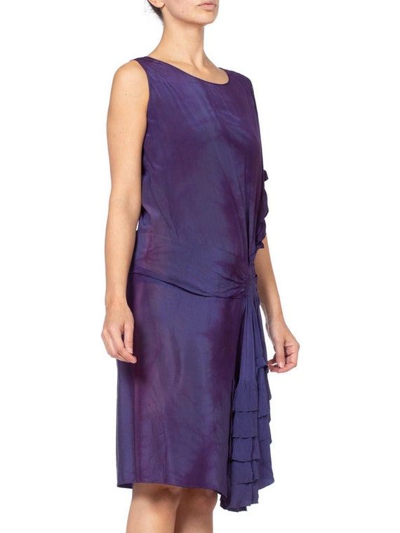 1920'S Purple Silk Draped Ruffle Flapper Cocktail… - image 5