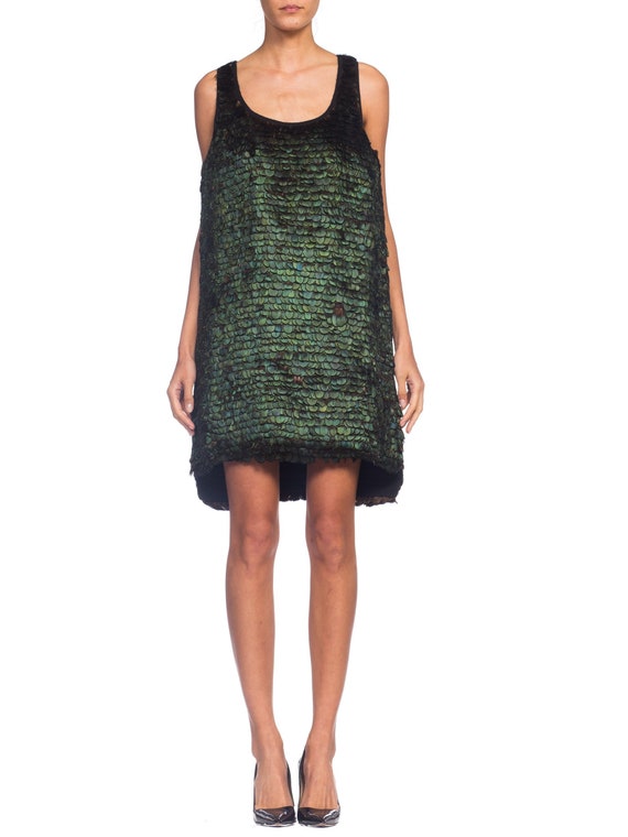 1990S ANN DEMEULEMEESTER Iridescent Feather Racerb