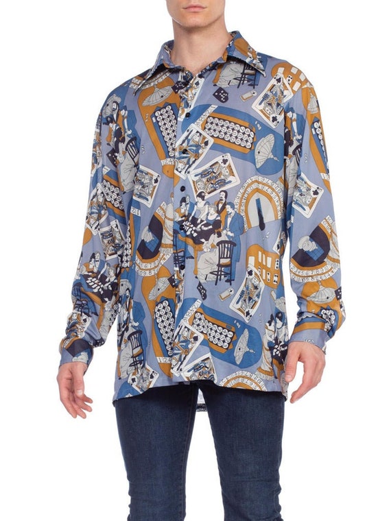 1970'S Polyester Men's Victorian Gambler Poker Pri