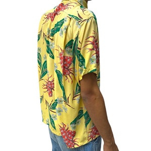 1940S Blocks Yellow Tropical Rayon Silk Crabs Shirt image 6