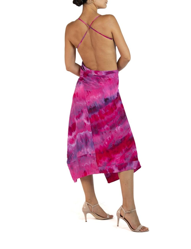 Morphew Collection Pink Purple Silk Ice Dyed Patchwork Dress image 7