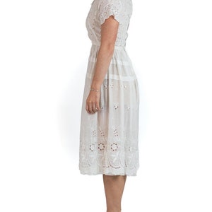 Edwardian White Organic Cotton Lawn Embroidered Lace Summer Tea Dress image 2