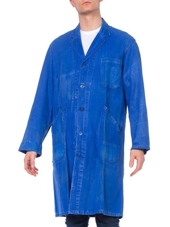 1950S Blue Cotton Twill French Workwear Jacket Wi