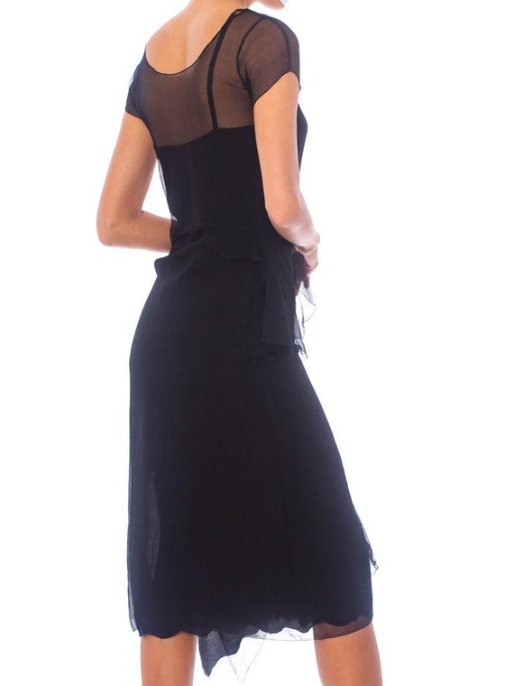 1920S Black Sheer Silk Chiffon Layered Dress - image 7