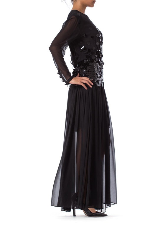 1980S PAULINE TRIGERE Black Beaded Silk Chiffon L… - image 2