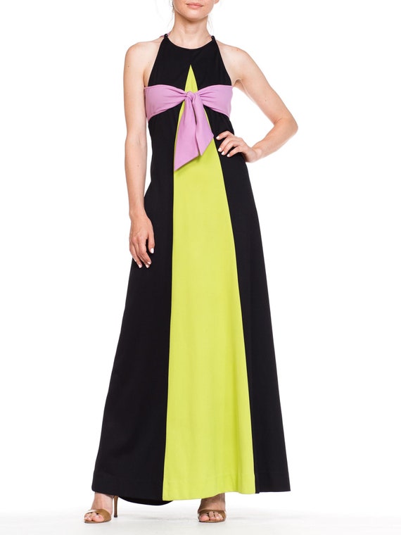 1970S Colorblock Disco Dress