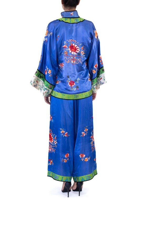 1920S Blue  Green Silk Hand Embroidered Chinese L… - image 7