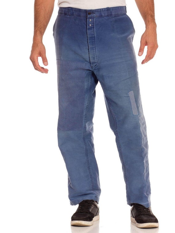 1940S Indigo Blue Cotton French Workwear Pants - image 2