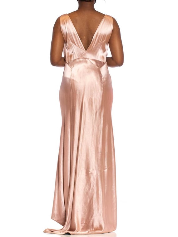 1930S Pink Bias Cut Silk Double Faced Satin Gown … - image 9