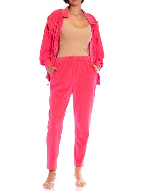 1980S Pierre Cardin Hot Pink Cotton Blend Velour … - image 5