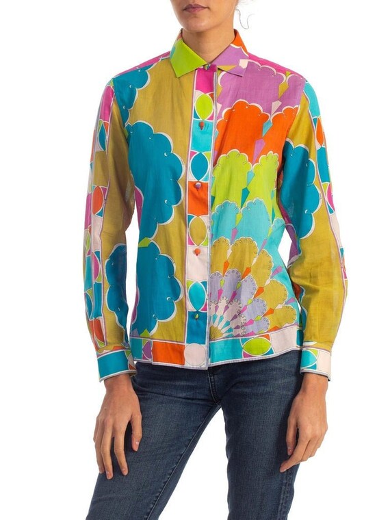 1960'S EMILIO PUCCI Multicolor Cotton Voile Psyche