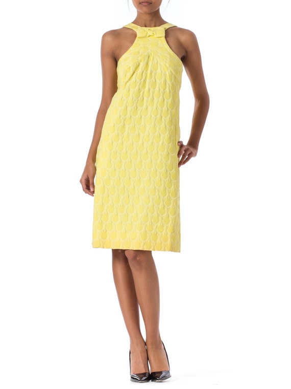 1960S Cotton Jaquard MOD Yellow Dress
