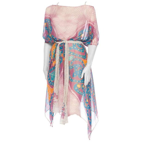 MORPHEW COLLECTION Pink  & Orange Silk Chiffon Bu… - image 2