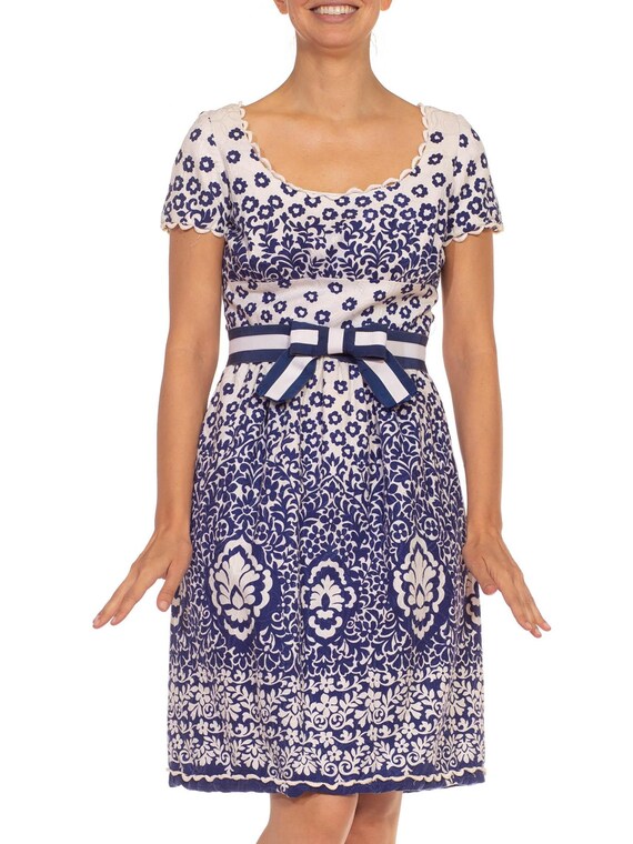 oscar de la renta blue dress with flowers Oscar de la Renta Multicolor Floral Twill Pencil Dress – Runway Catalog main image 0
