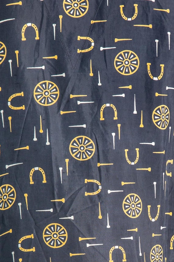 1940S Navy Blue  Yellow Rayon Mens Pajamas - image 7