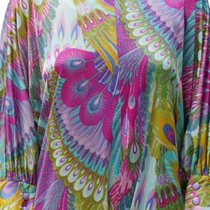 1970S Multicolor Peacock Print Jumpsuit image 9
