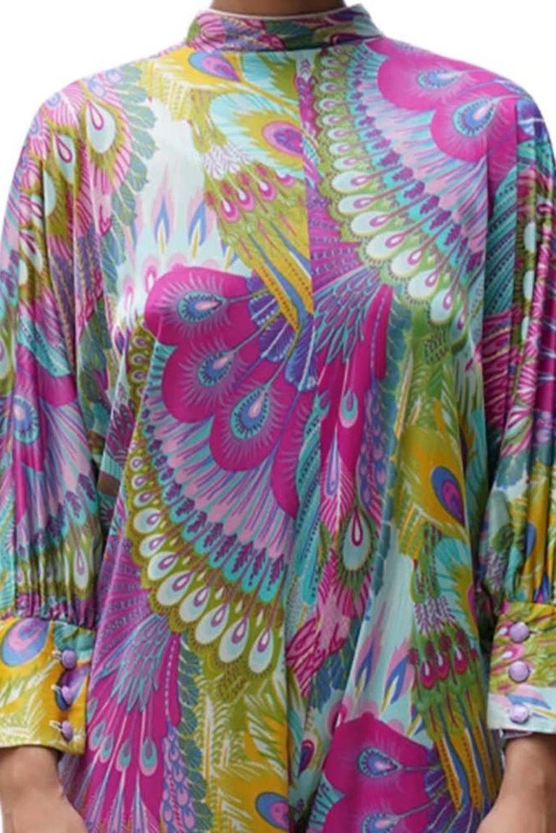 1970S Multicolor Peacock Print Jumpsuit image 9
