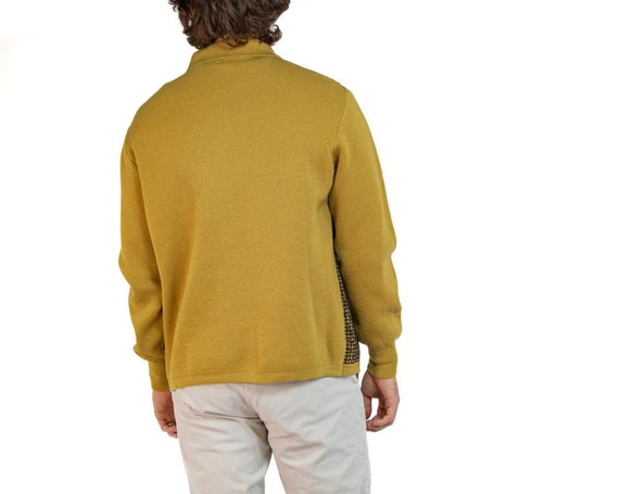 1960S Yellow Ochre Wool Knit Men's Cardigan Xl - image 7