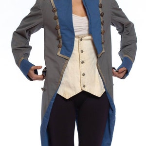 1920S Grey Blue Wool 18Th Century Style Military Frock Coat image 2