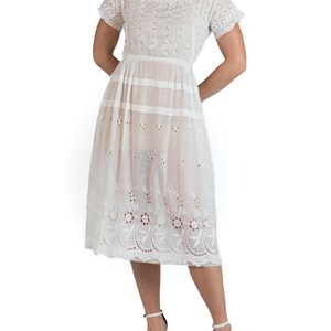 Edwardian White Organic Cotton Lawn Embroidered Lace Summer Tea Dress image 6