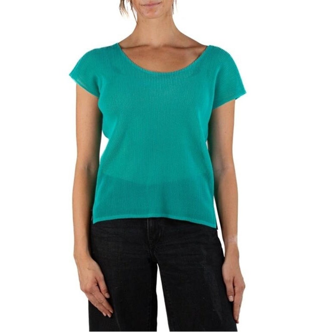 1990S Pleats Please Issey Miyake Teal Sheer Polyester Mesh Top - Etsy